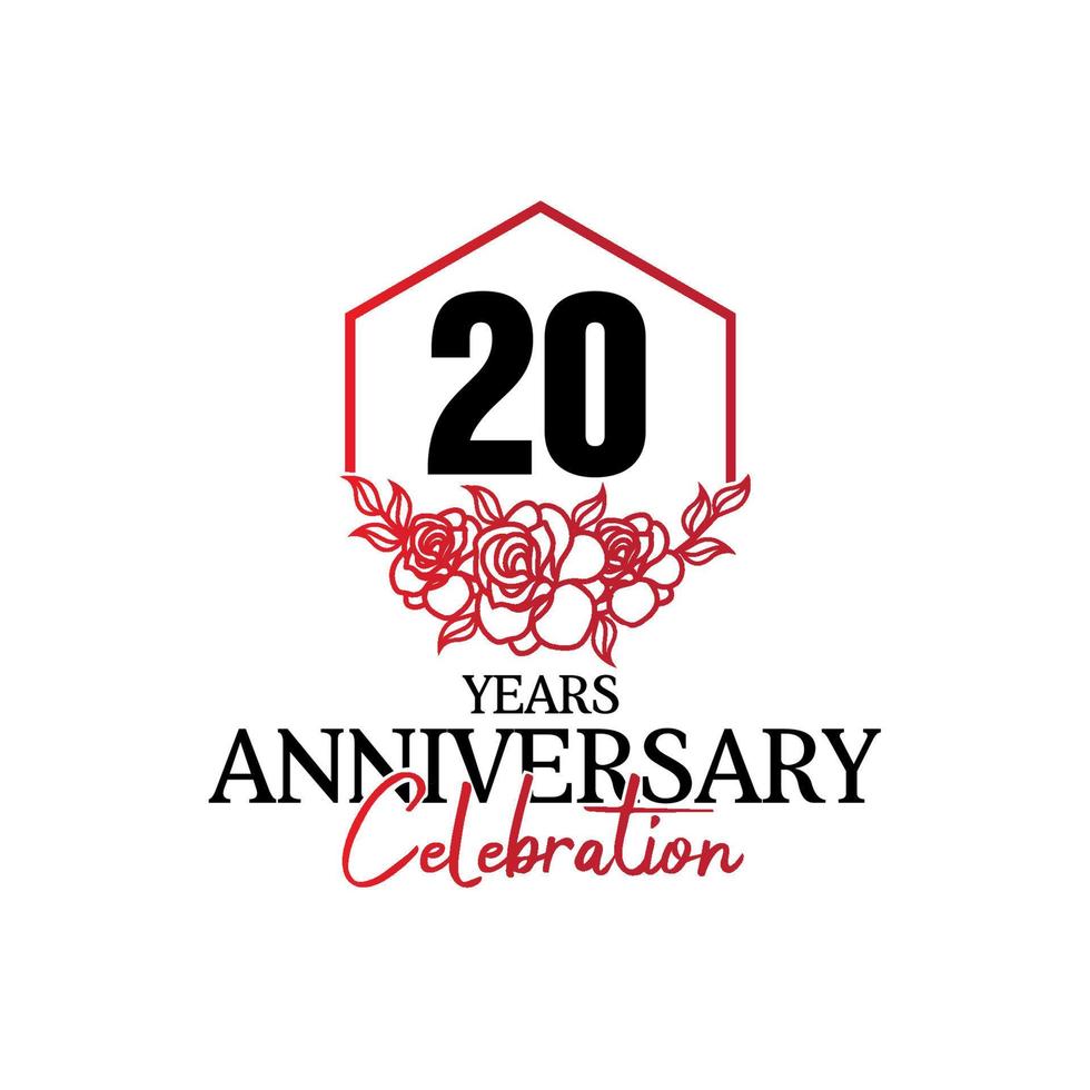 20 years anniversary logo, luxurious anniversary vector design celebration