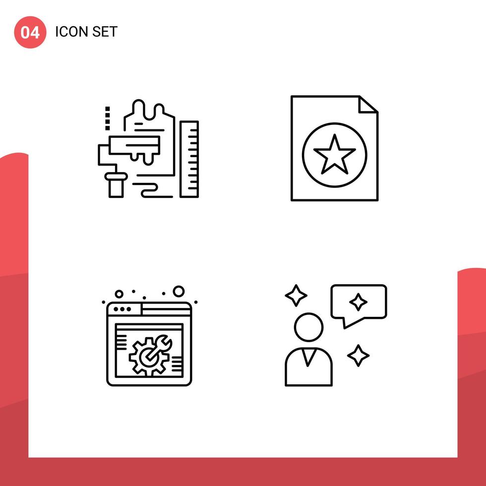 4 Universal Line Signs Symbols of decoration web options brush favorite webpage Editable Vector Design Elements