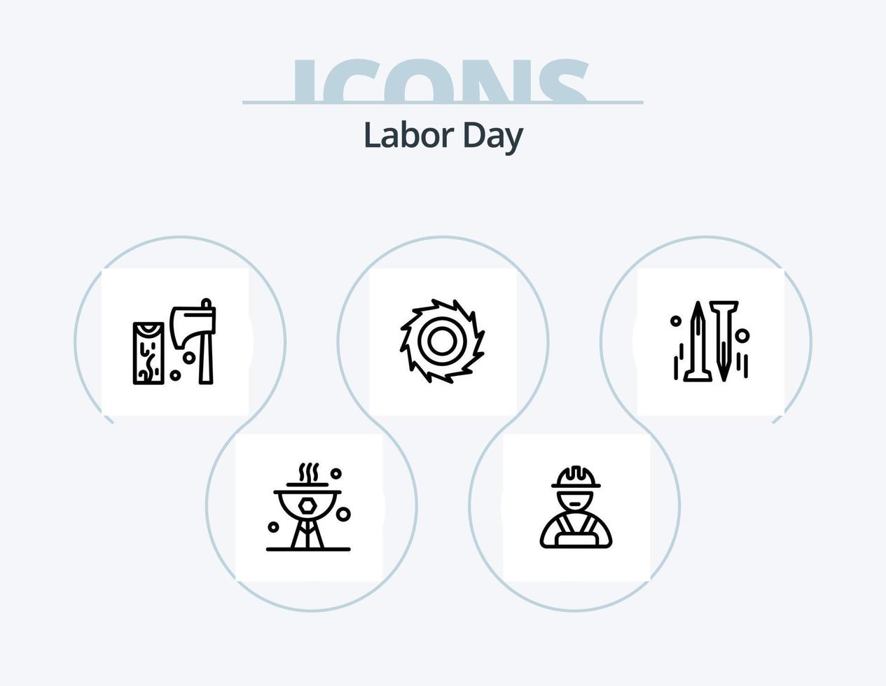 Labor Day Line Icon Pack 5 Icon Design. . architecture. saw. crain. fix vector