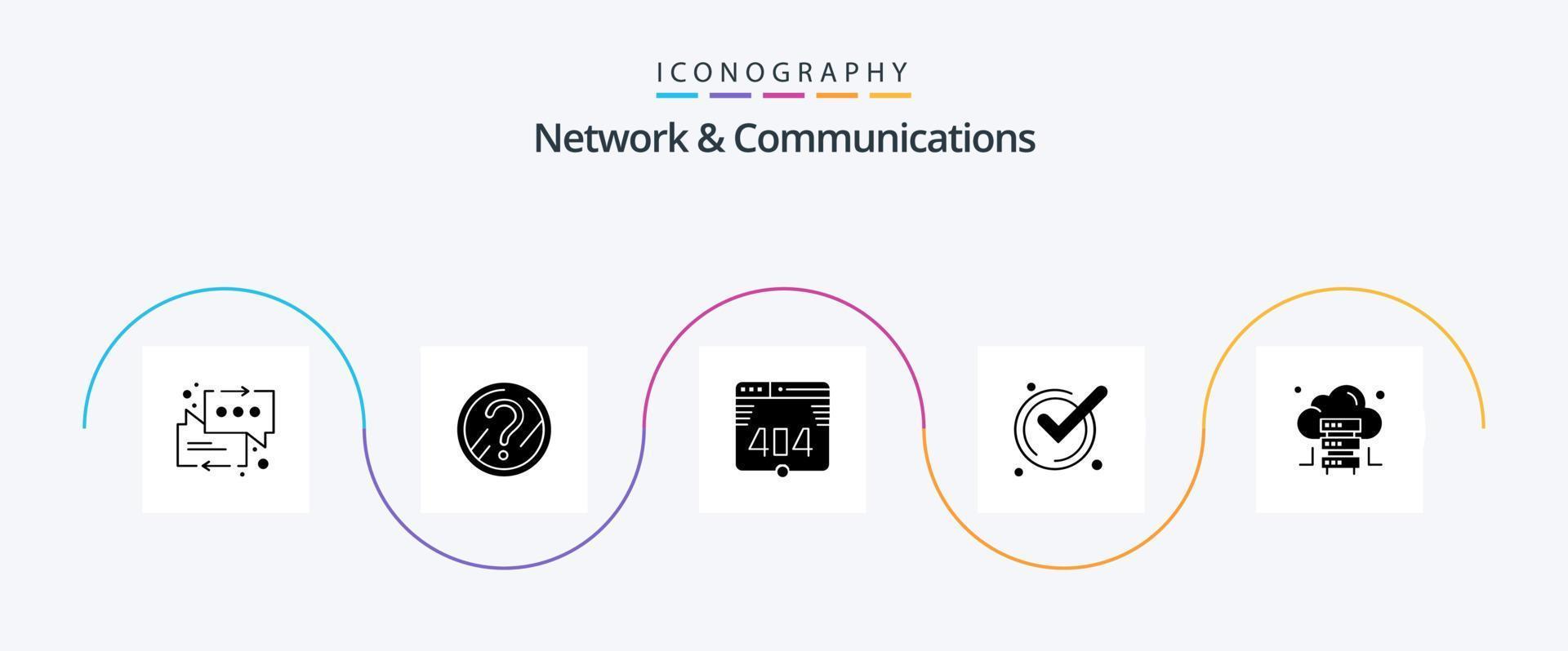 Network And Communications Glyph 5 Icon Pack Including server. cloud. computer. acknowledge. good vector