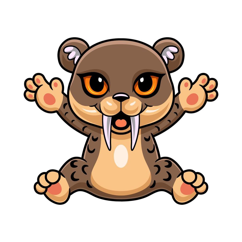 Cute little smilodon cartoon posing vector