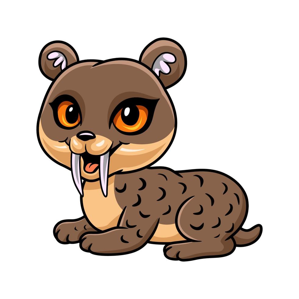 pequeño y lindo dibujo animado de smilodon sentado vector