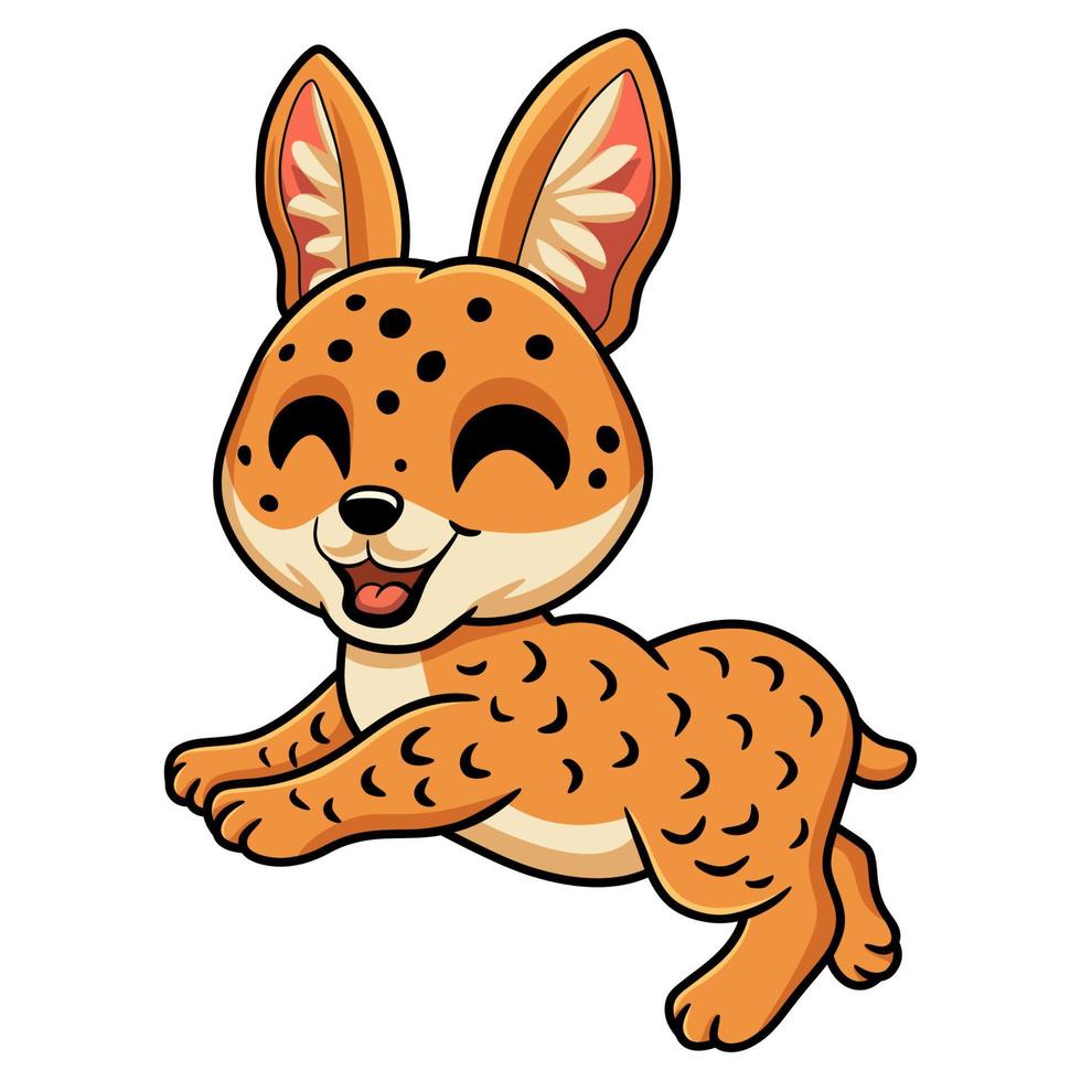 dibujos animados lindo gato serval saltando vector