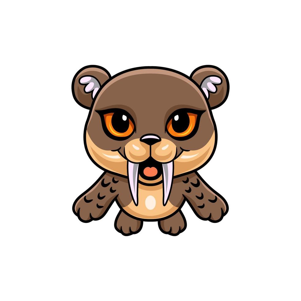 Cute little smilodon cartoon flying vector