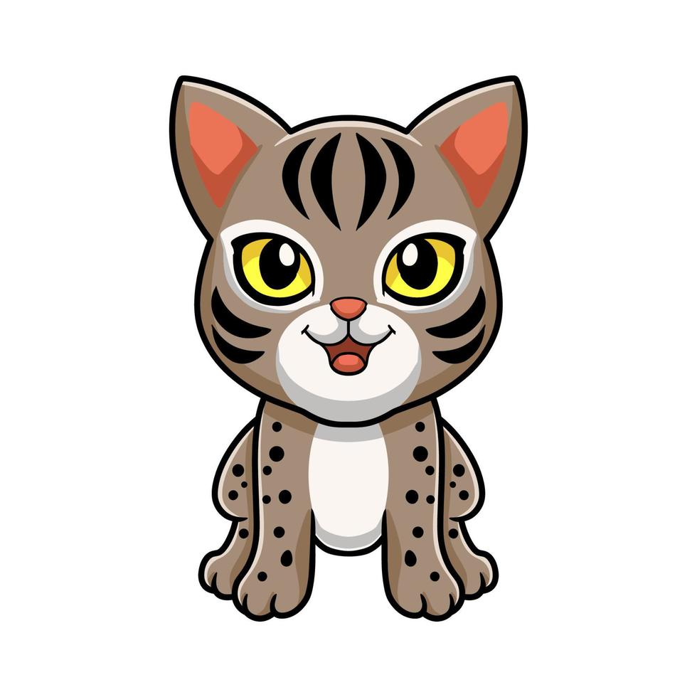 lindo gato ocicat dibujos animados sentado vector