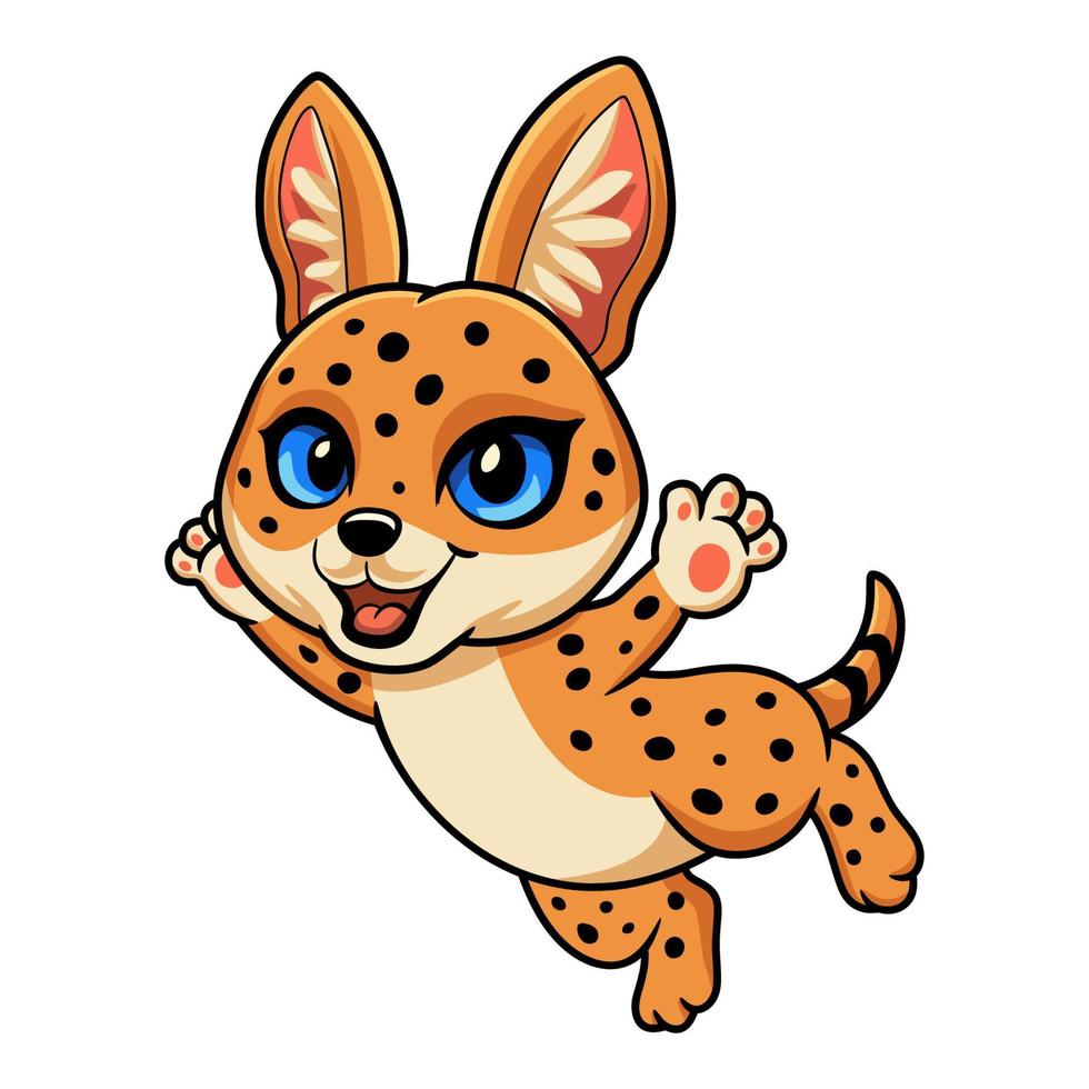 Cute serval cat cartoon flying vector