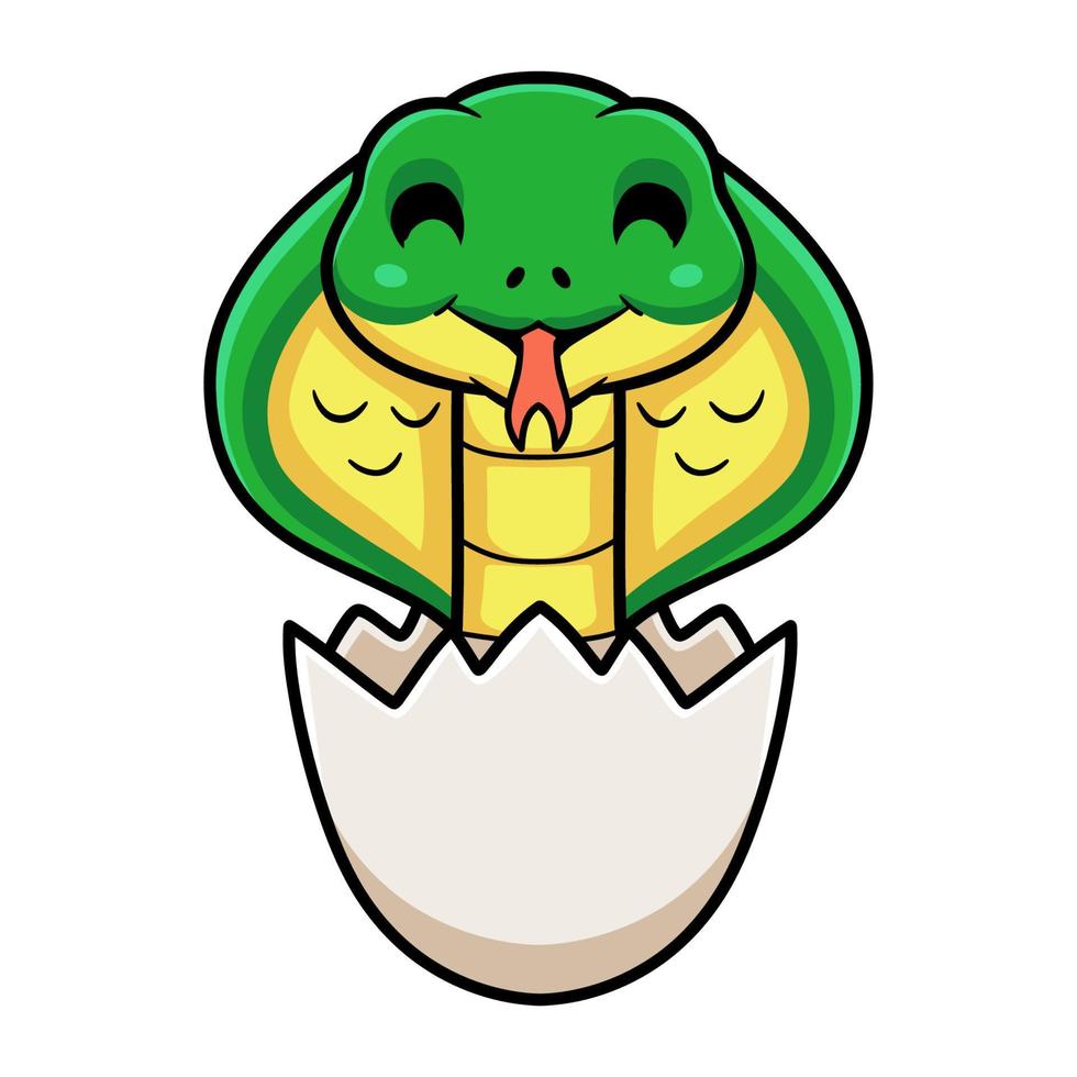 Cute little cobra snake cartoon inside an egg vector