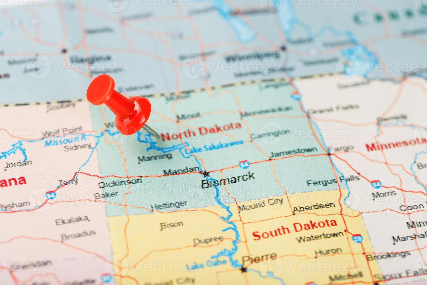 Map North Stock Photos Images And Backgrounds For Free Download Red Clerical Needle On A Map Of Usa North Dakota And The Capital Bismarck Closeup Map North Dakota With Red Tack United States Photo 