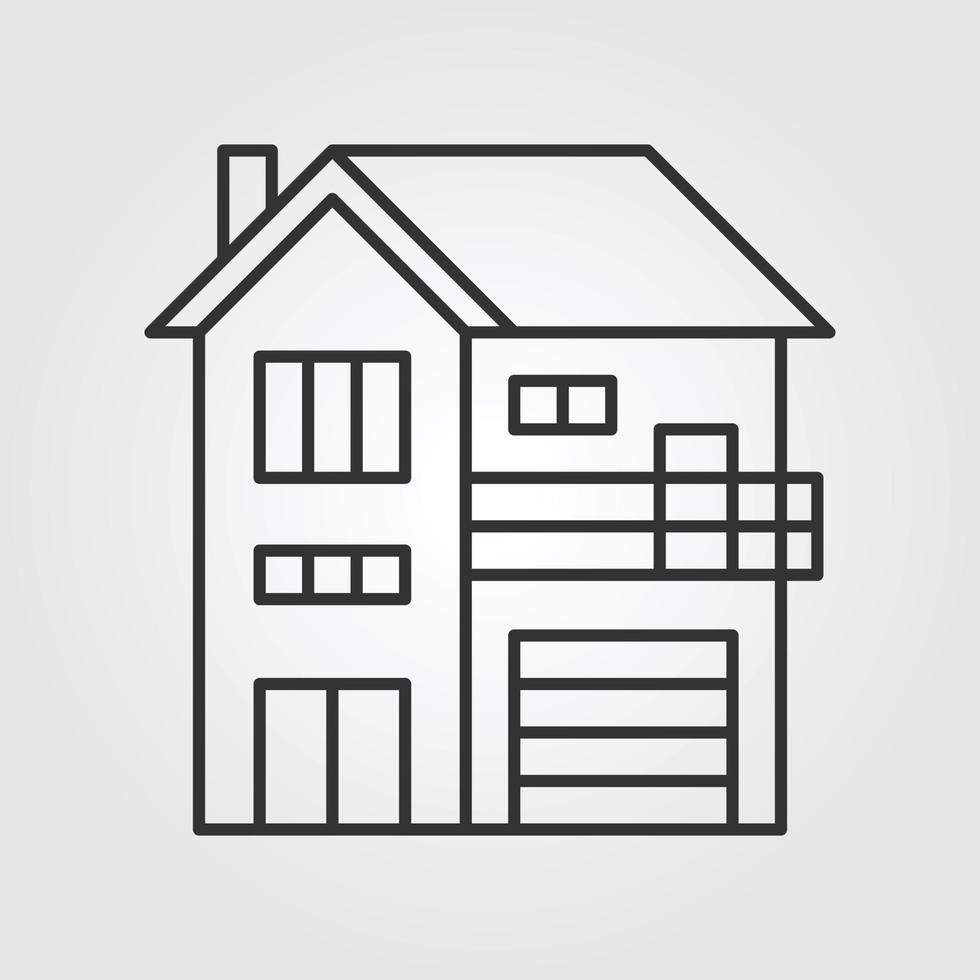 Home building vector outline icon style illustration.