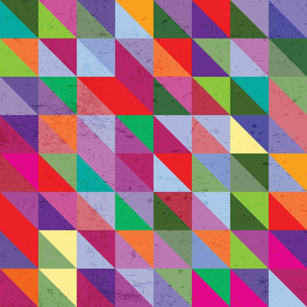 patrón de mediados de siglo con triángulos de colores aleatorios ilustración de fondo de arte generativo vector