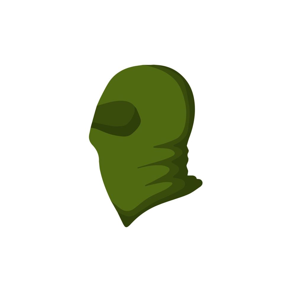 Balaclava for disguise. Green Protective mask of military and a robber. Soldier Head flat icon vector