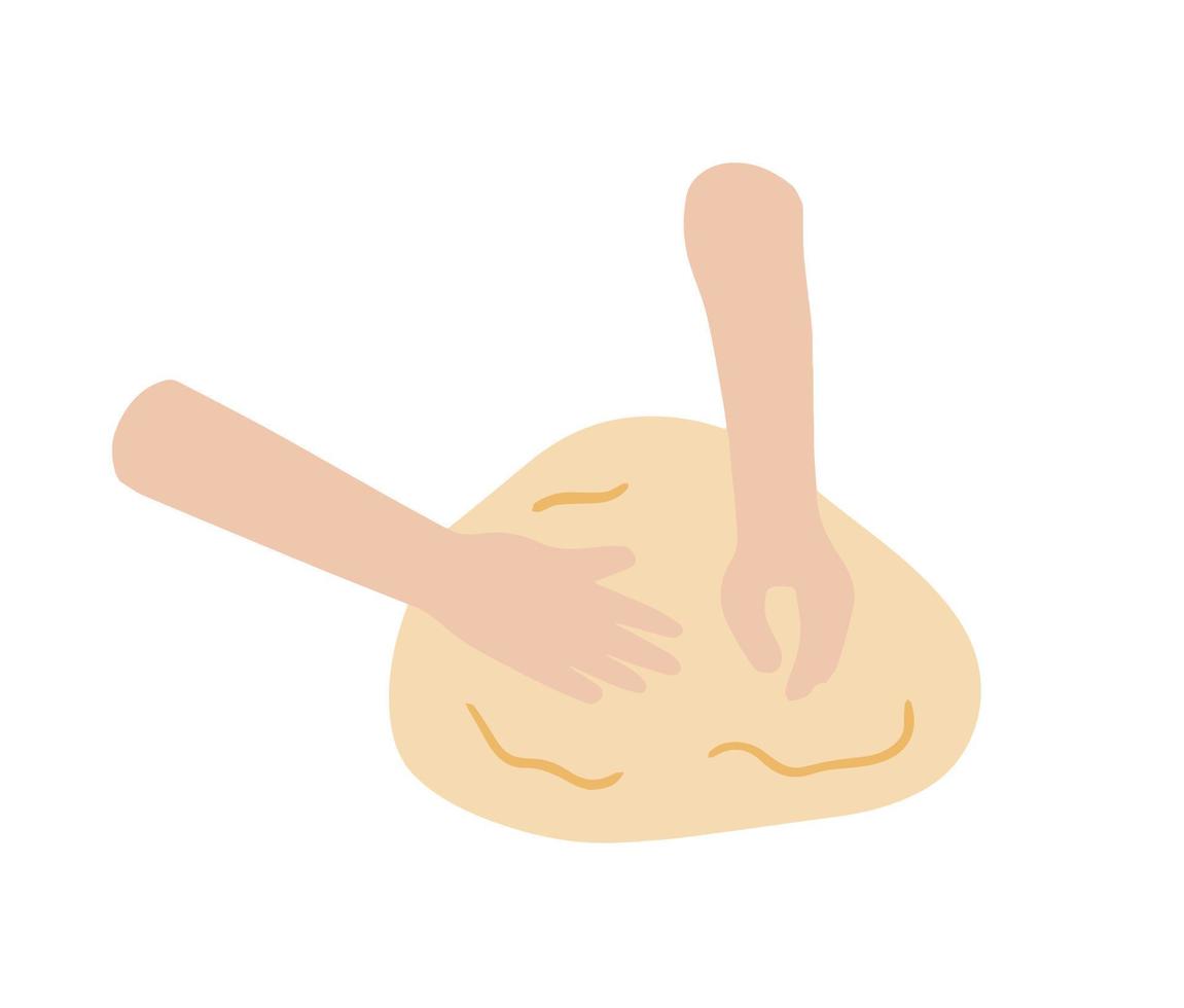 Preparation of dough for pizza or baking. Homemade bakery and cake. Cooking and food. Flat cartoon vector