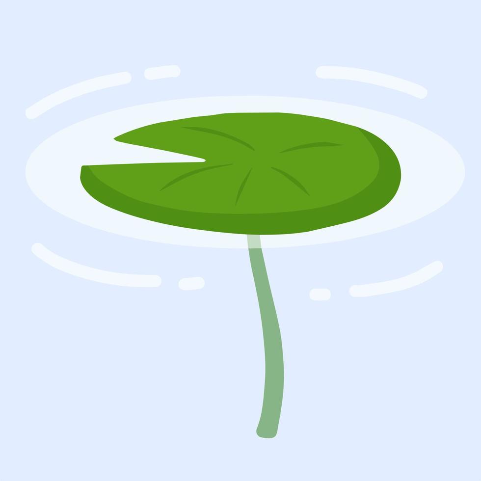 Water lily in pond. River plant. Green leaves on water. Nature of swamp, scenery of lake. Flat cartoon vector