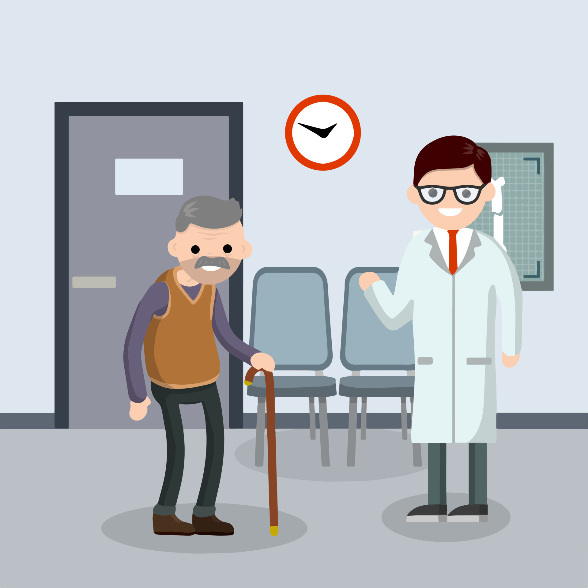 Old senior man in doctor office in hospital. Cute Grandfather. Providing medical care. Two character. Trauma patient. Happy grandparent. Cartoon flat illustration 17073143 Vector Art at Vecteezy Old senior man in doctor office in hospital. Cute Grandfather. Providing medical care. Two character. Trauma patient. Happy grandparent. Cartoon flat illustration 17073143 Vector Art at Vecteezy