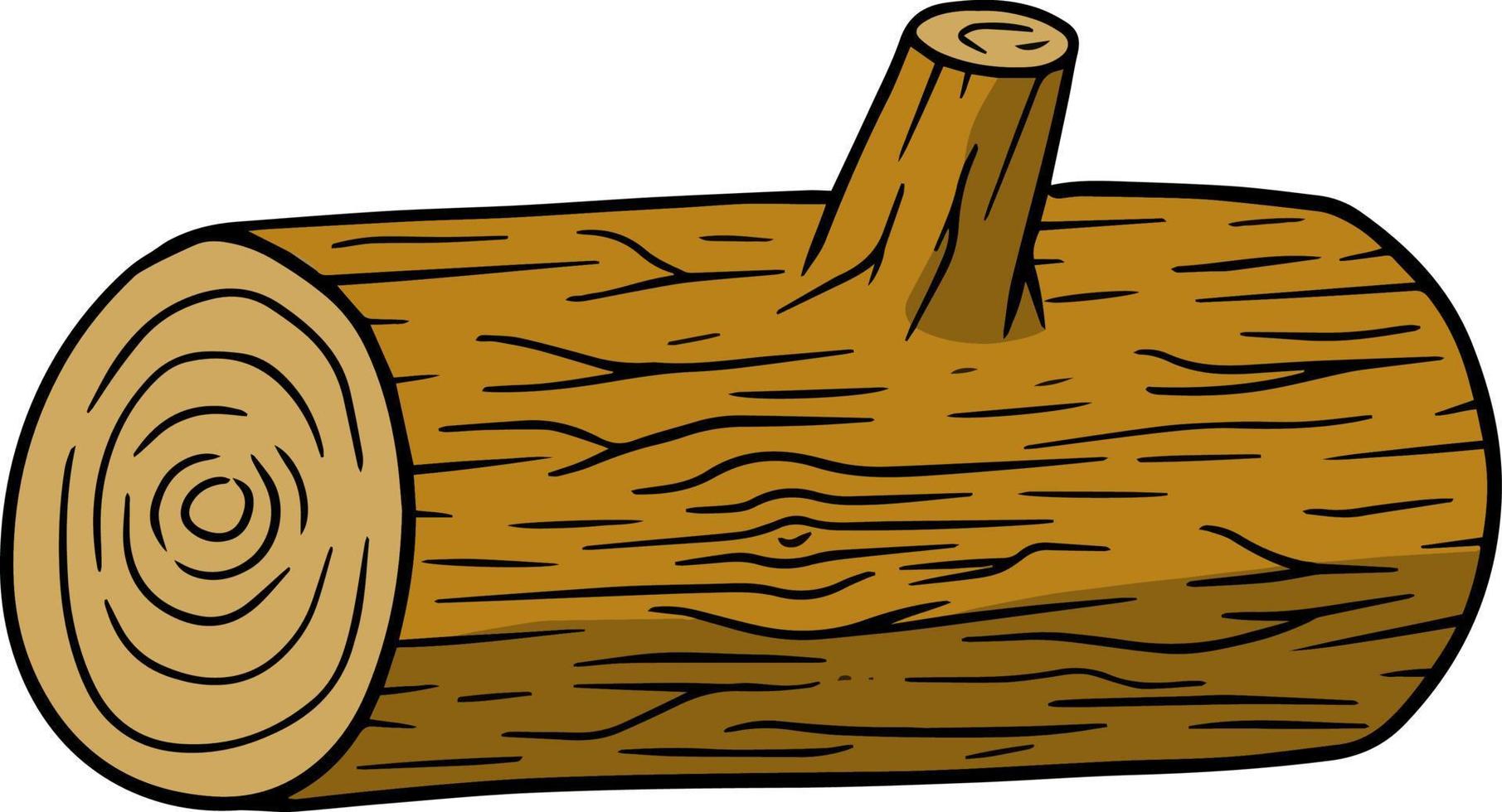 Brown log. Building wood material. Natural element. Environment of forest. vector