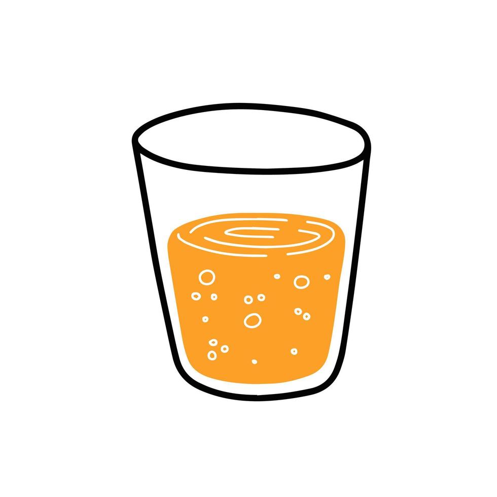 zumo de naranja. vaso de bebida fresca. saciar la sed y coctel de verano. dibujos animados de contorno de moda vector