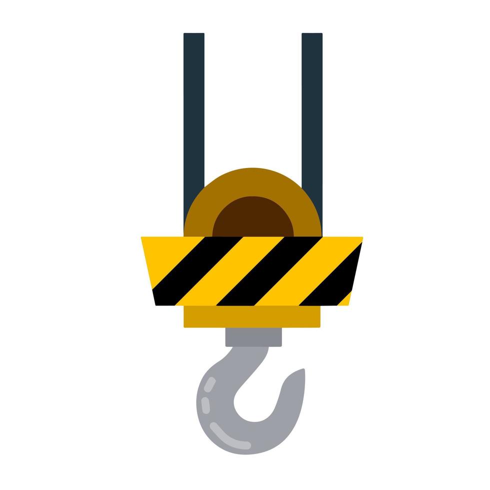 Loading and transportation of cargo. Yellow hook. Element of the plant. vector