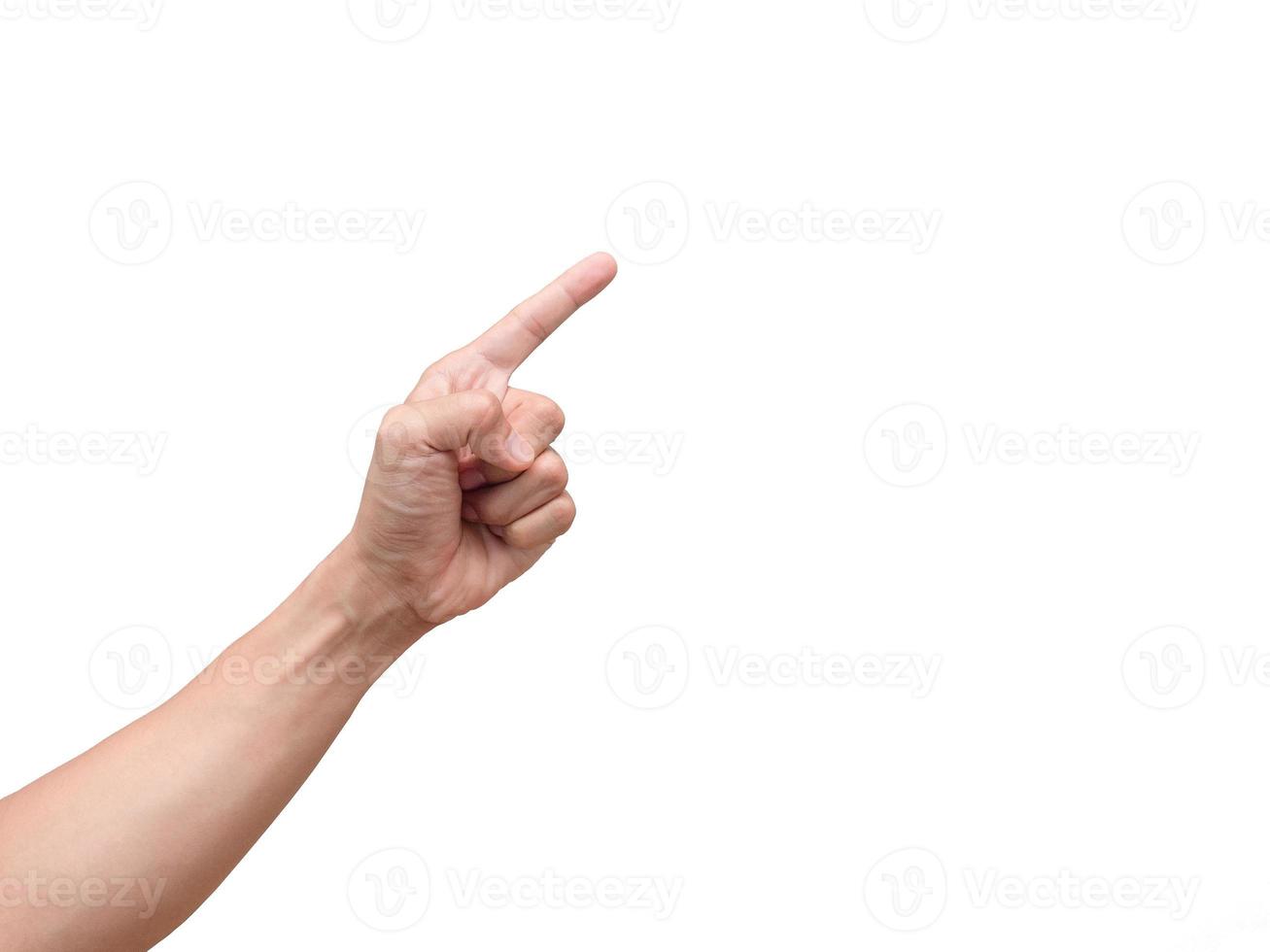 aislado og hombre mano señalar con el dedo hacia arriba foto