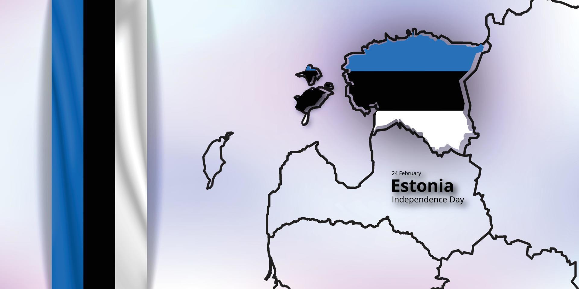 feliz día de la independencia de estonia, mapa combinado y diseño de bandera vector