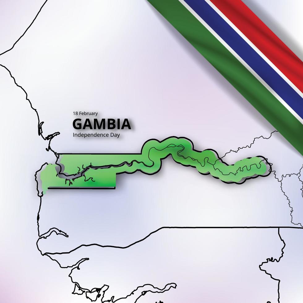 happy independence day of gambia, combination map and flag design vector