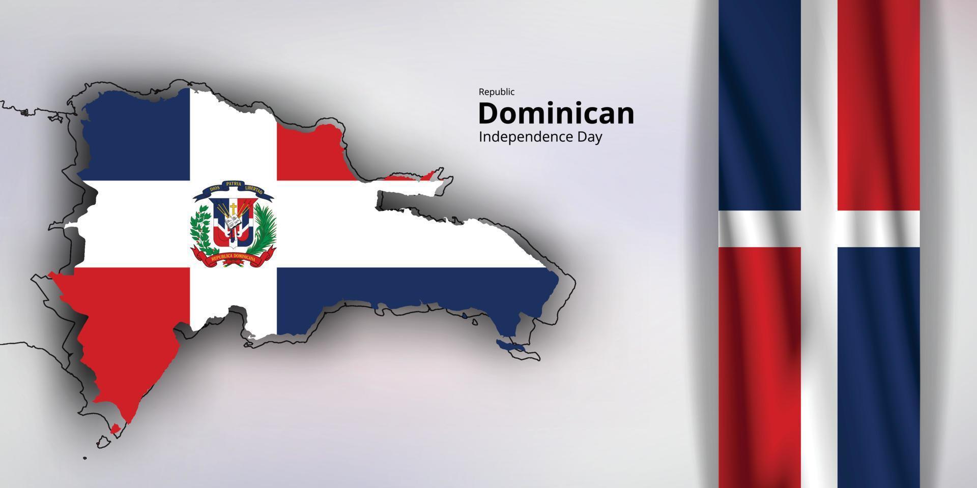 feliz dia de la independencia de republica dominica, mapa, combinacion de banderas vector