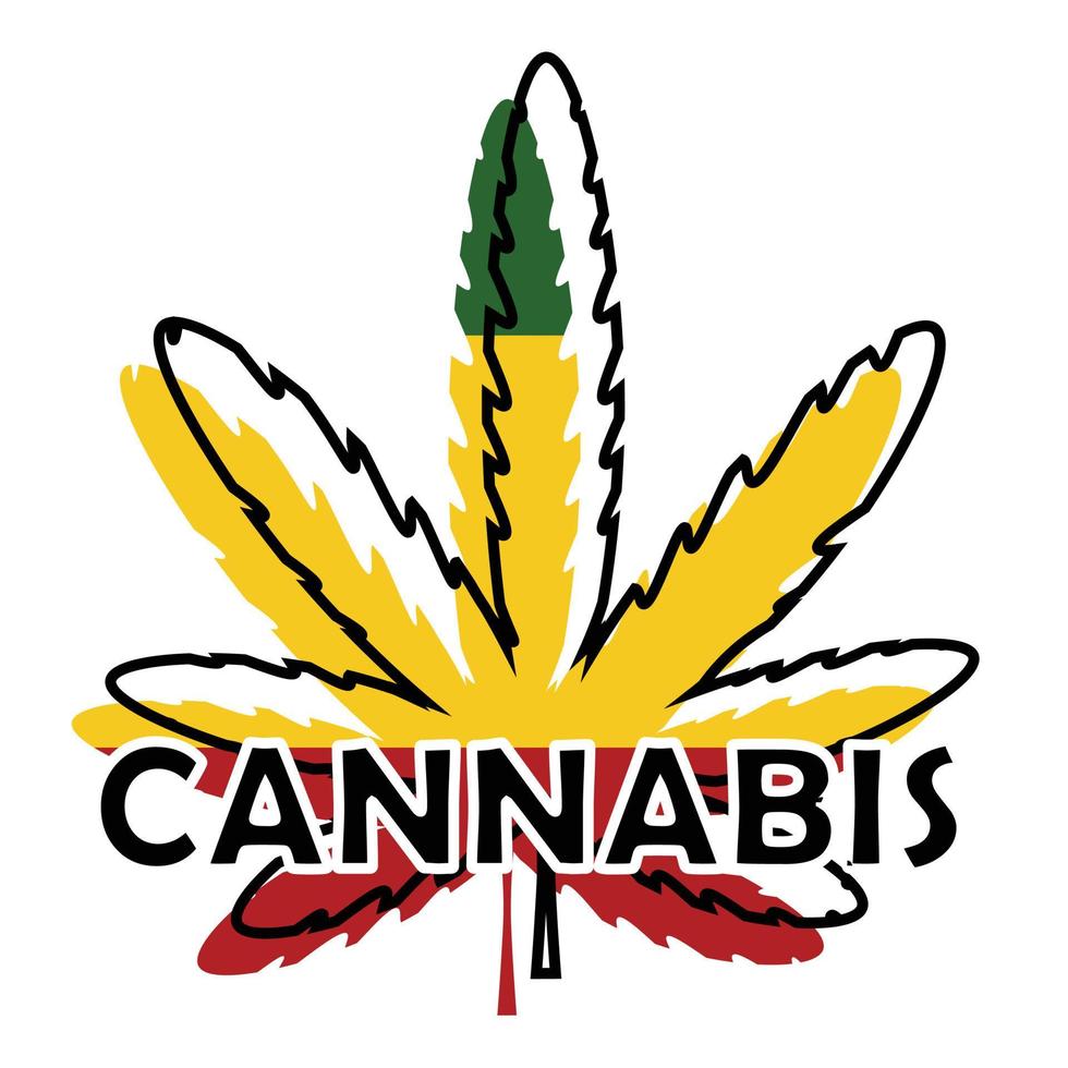 reggae color with composition cannabis vector