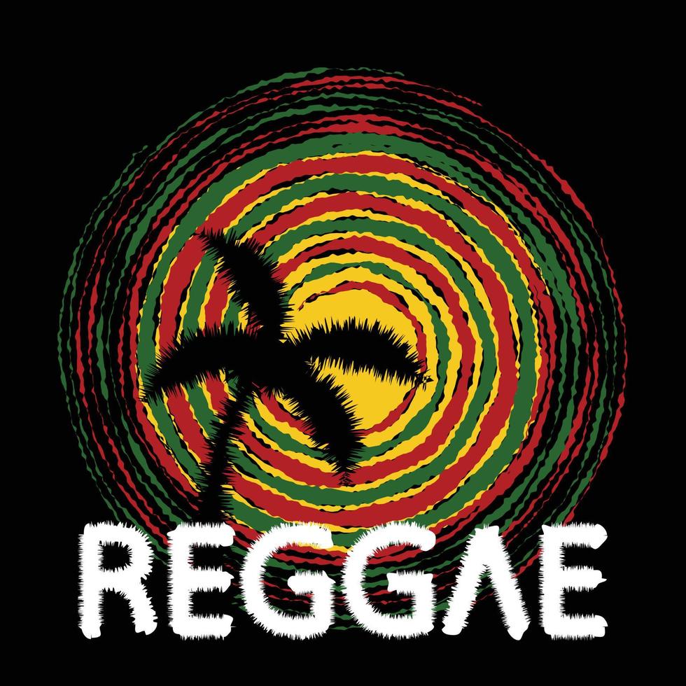 reggae themed one love festival music background with musical notes composition, cannabis and coconut trees vector