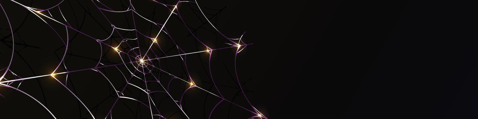 elegant gold spider web background banner with glitter light vector