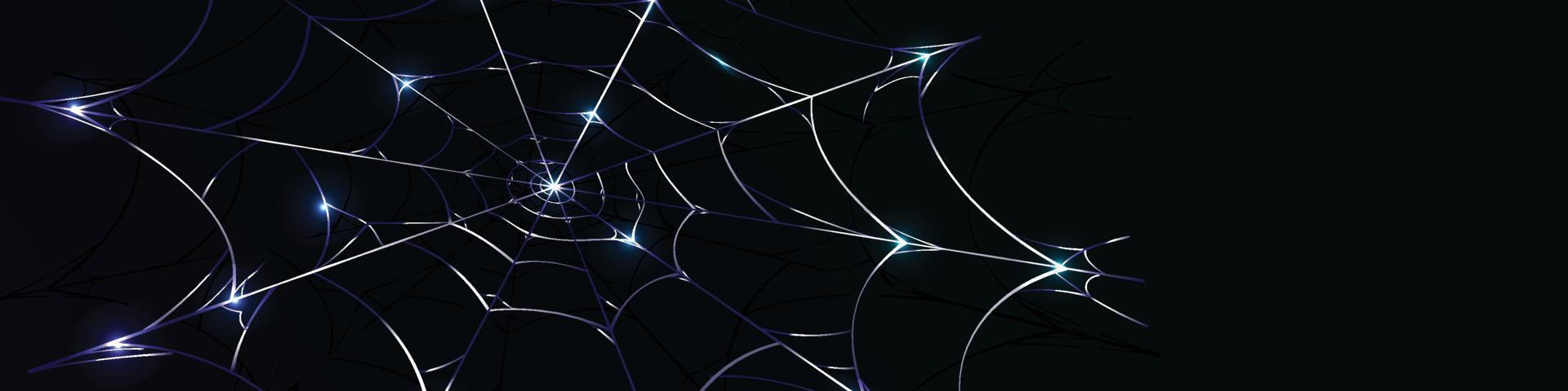 banner de fondo de tela de araña azul elegante con luz de brillo vector