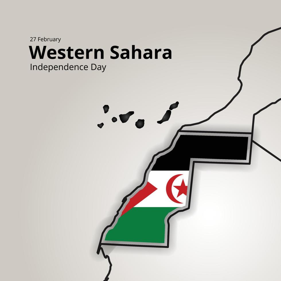 feliz día de la independencia del sahara occidental, mapa combinado y diseño de bandera vector