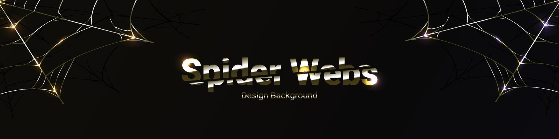 elegant gold spider web background banner with glitter light vector