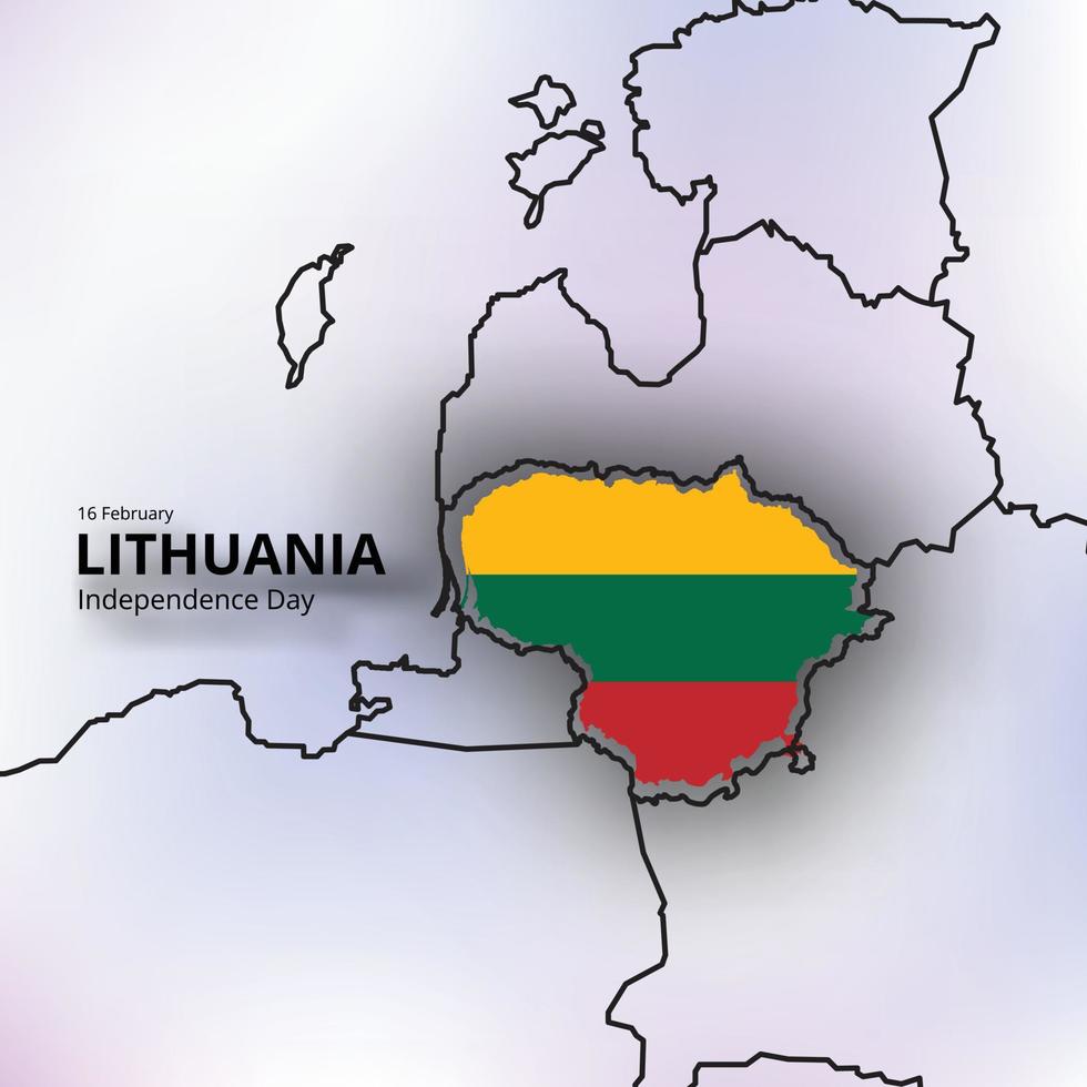 feliz día de la independencia de lituania, mapa combinado y diseño de bandera vector