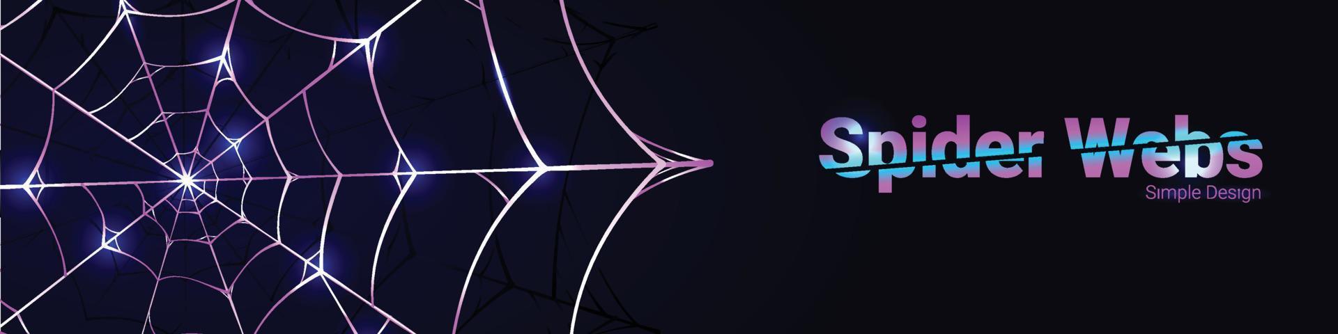 elegant purple spider web background banner with glitter light vector