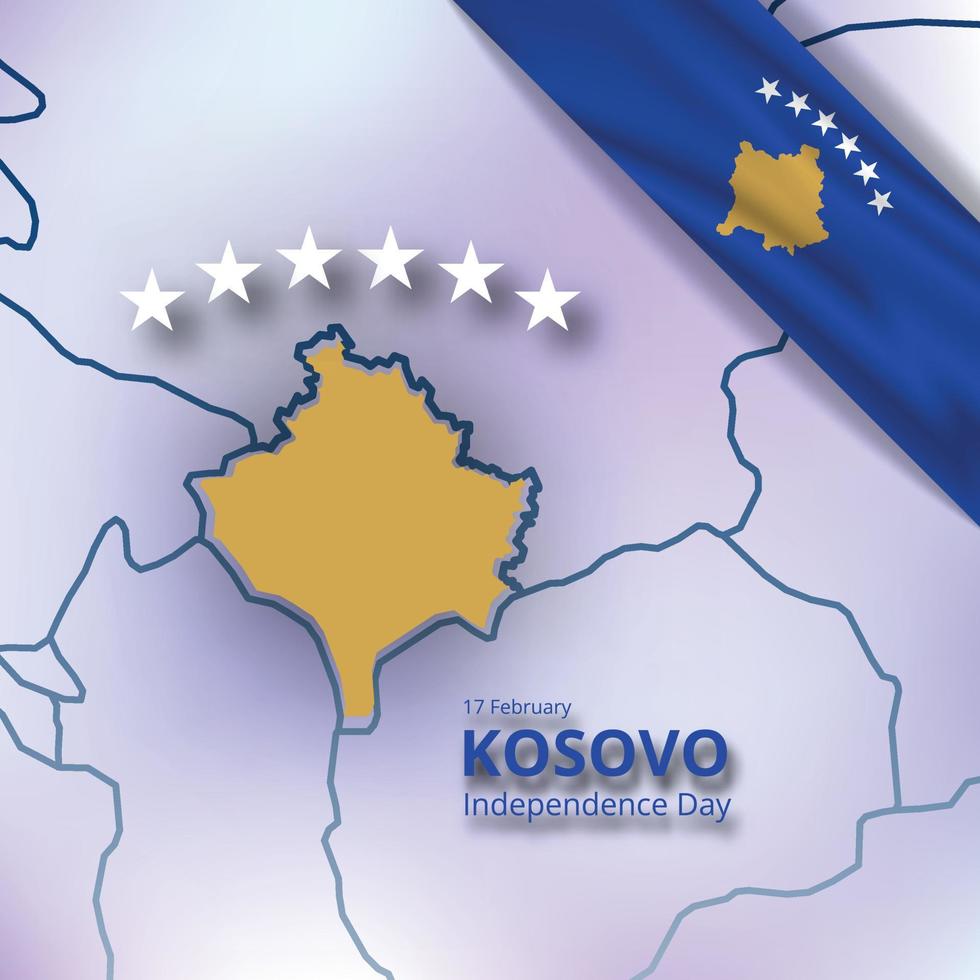 feliz día de la independencia de kosovo, mapa combinado y diseño de bandera vector