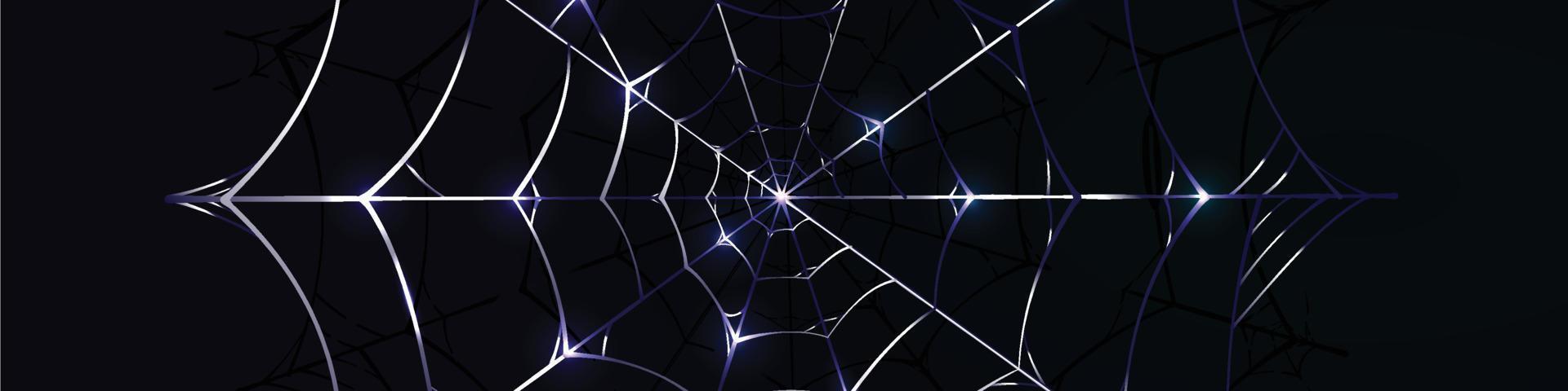 elegant blue spider web background banner with glitter light vector