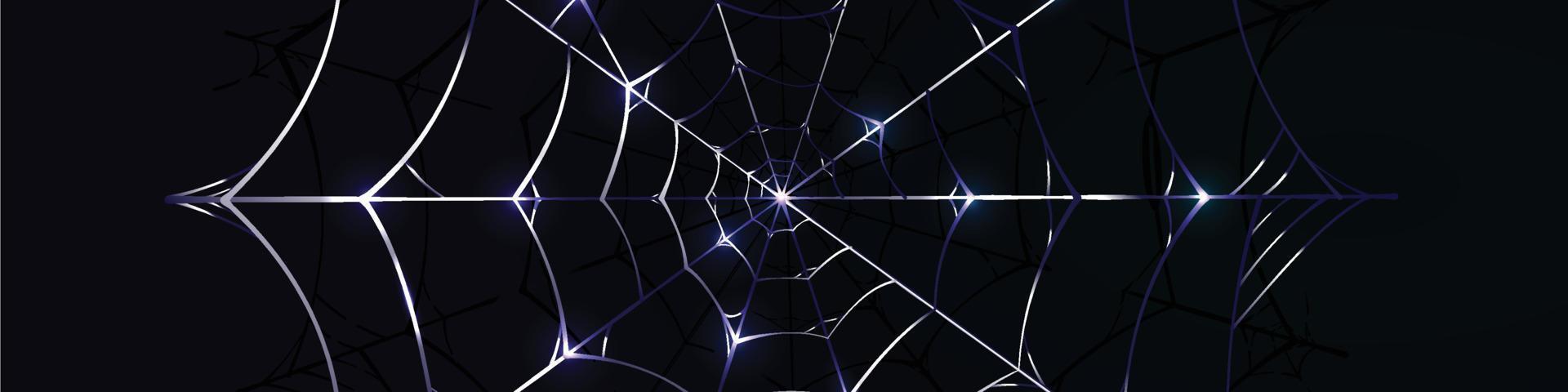 banner de fondo de tela de araña azul elegante con luz de brillo vector