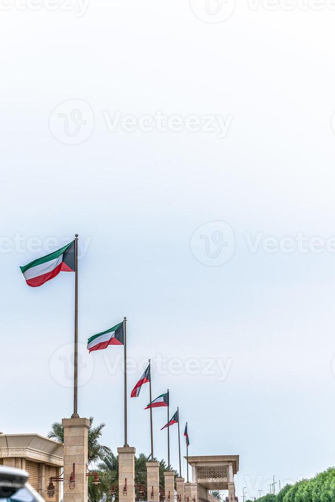 Kuwait flag waving in the sky photo