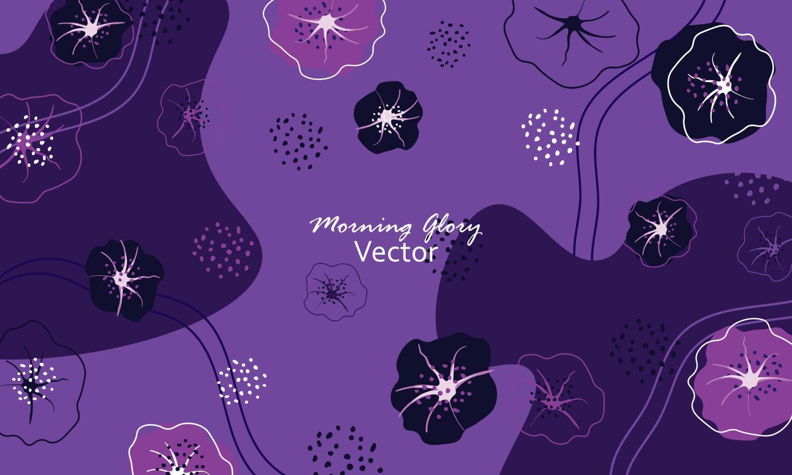 Vector illustration of Morning glory flowers with leaves frame wreth