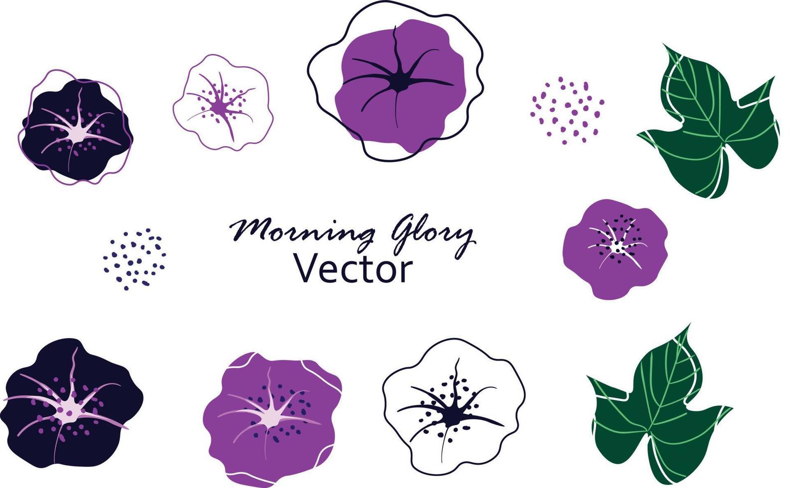 ilustración vectorial de flores de la gloria de la mañana con corona de marco de hojas vector