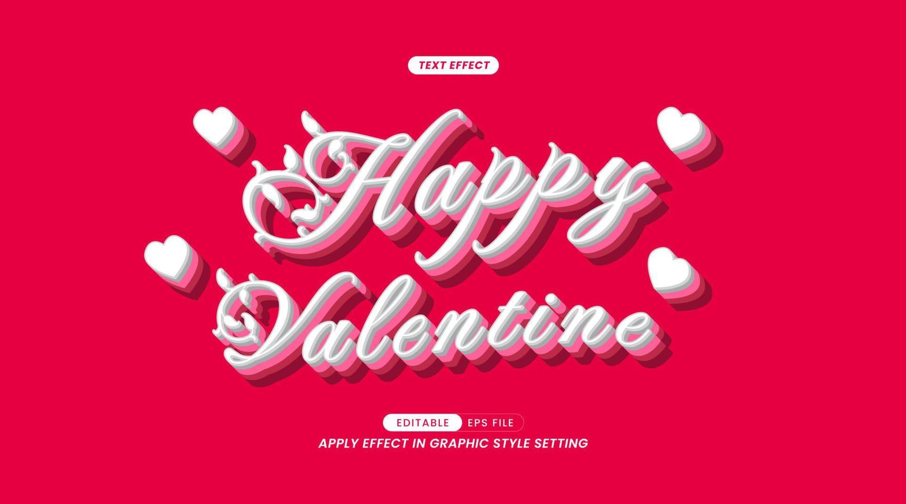 efectos de texto editables - eslogan feliz de San Valentín con fondo vector