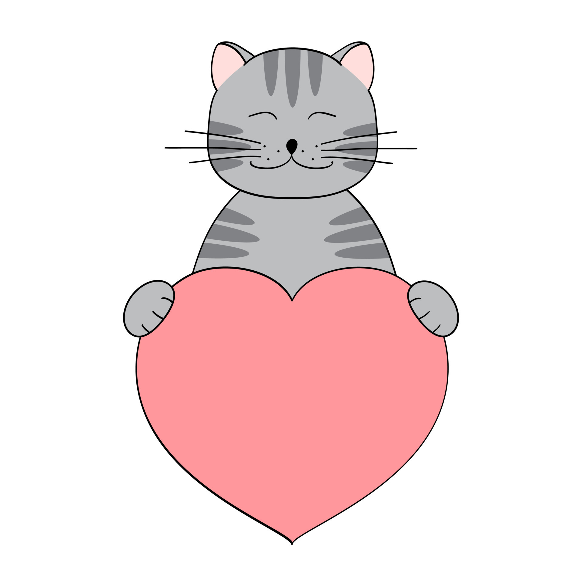 Two Cats in Love. Valentine Day Greeting Card. Vector Illustration