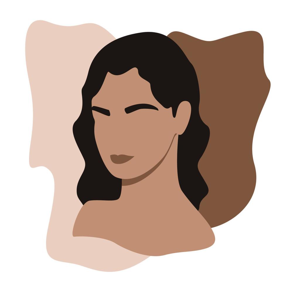 Ilustración de concepto femenino de mujer boho. perfecto para carteles, arte mural, tarjetas. retrato contemporáneo. ilustración vectorial, eps10 vector