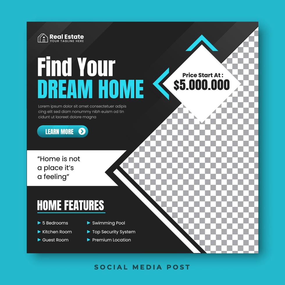 Real estate social media template design vector