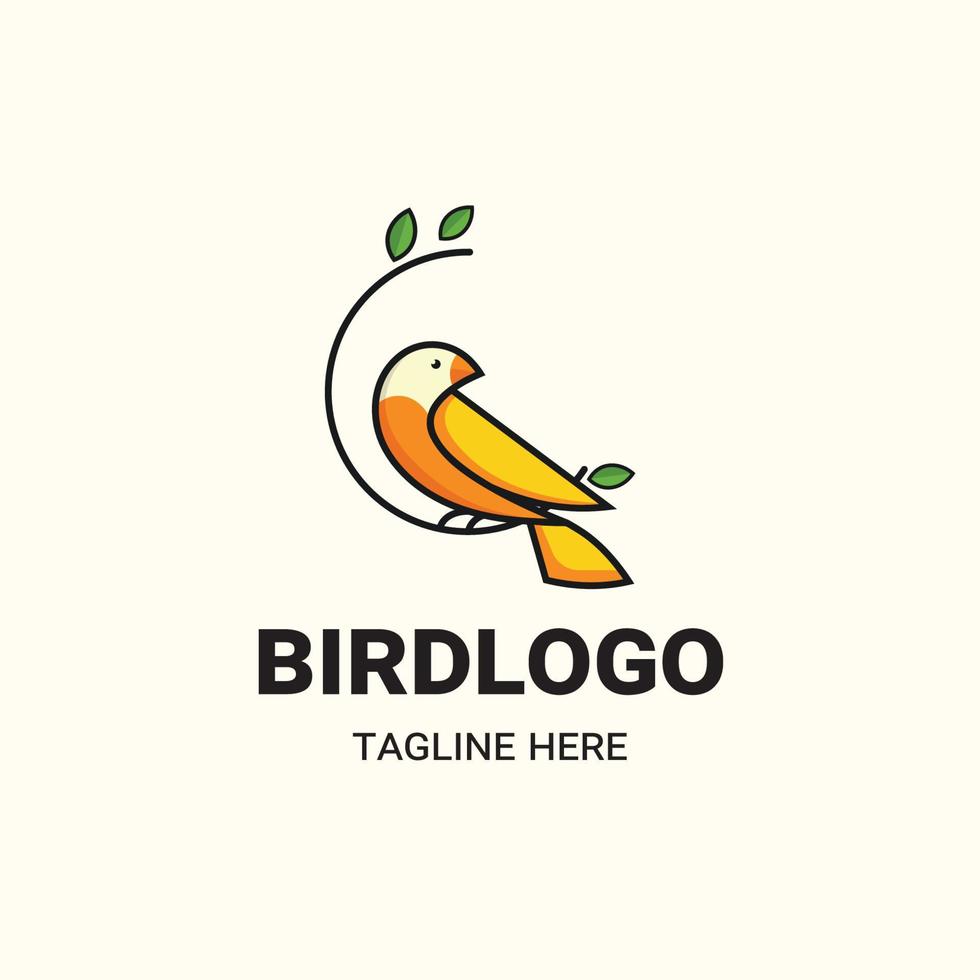 minimalist yellow bird logo design vector free