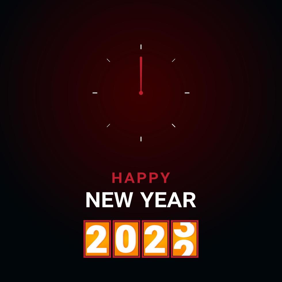 happy new year 2023 clock background design, clock illustration vector