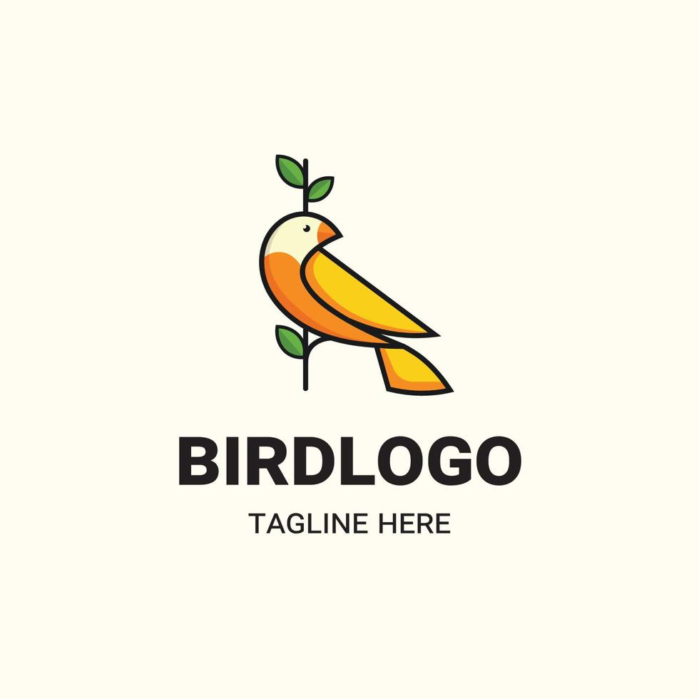 line art bird logo design vector free