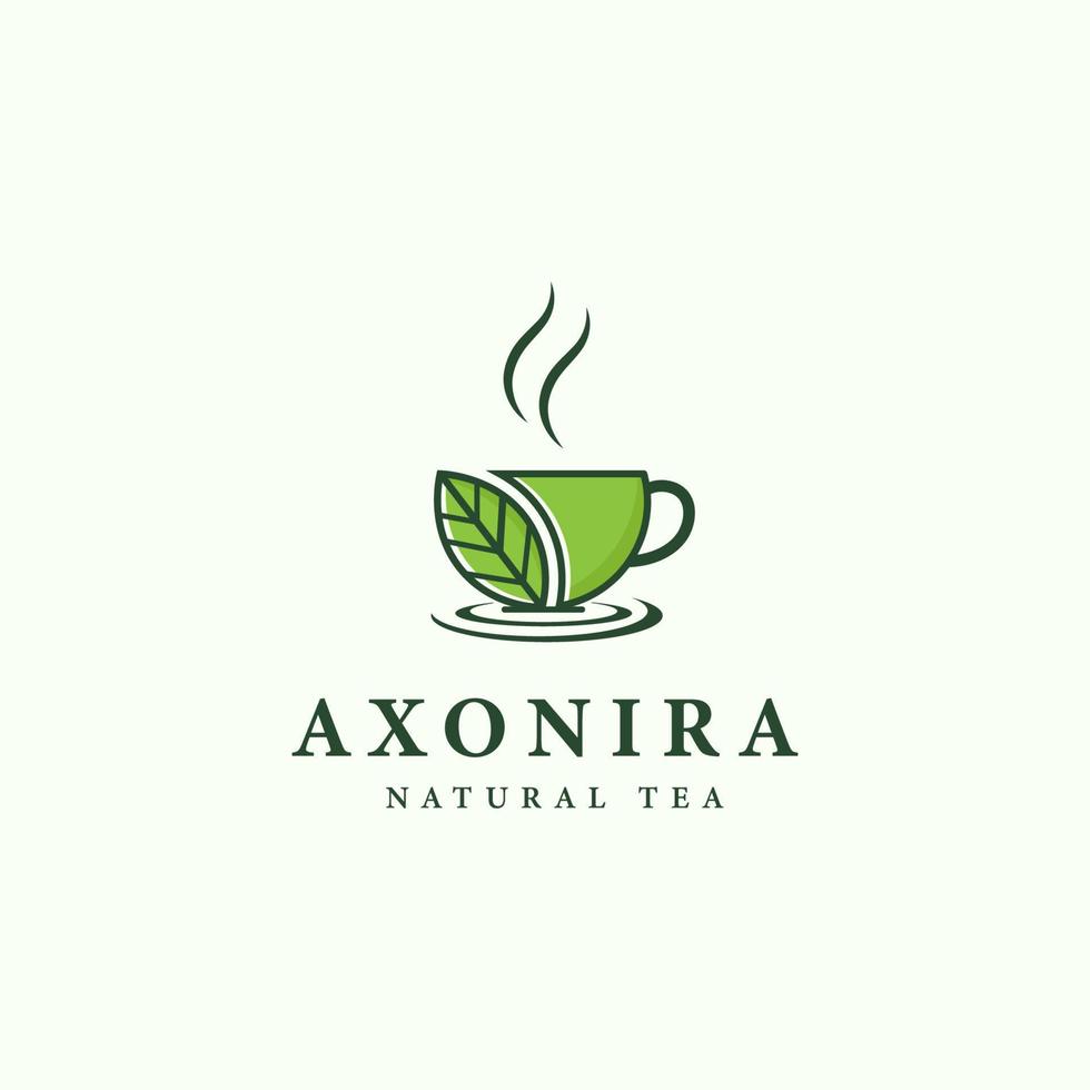 natural tea pot with leaf logo design vector free