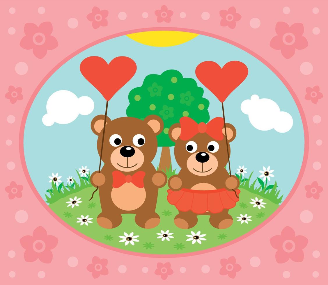 Valentines day  background card with bear vector