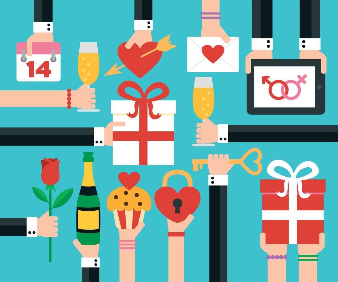 Valentines day holiday flat design.Vector illustration vector