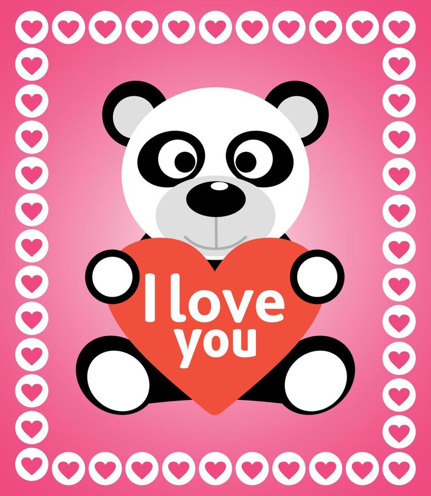 Valentines day background card with panda vector